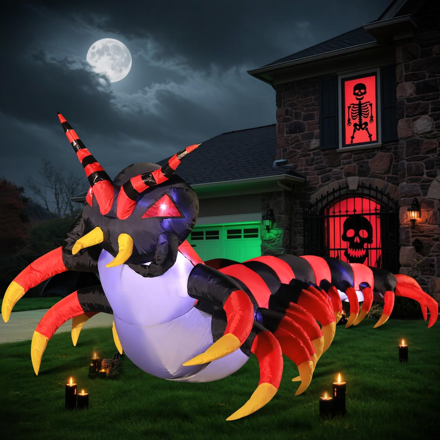 8FT Halloween Inflatable Centipede Yard Decor with LED Lights