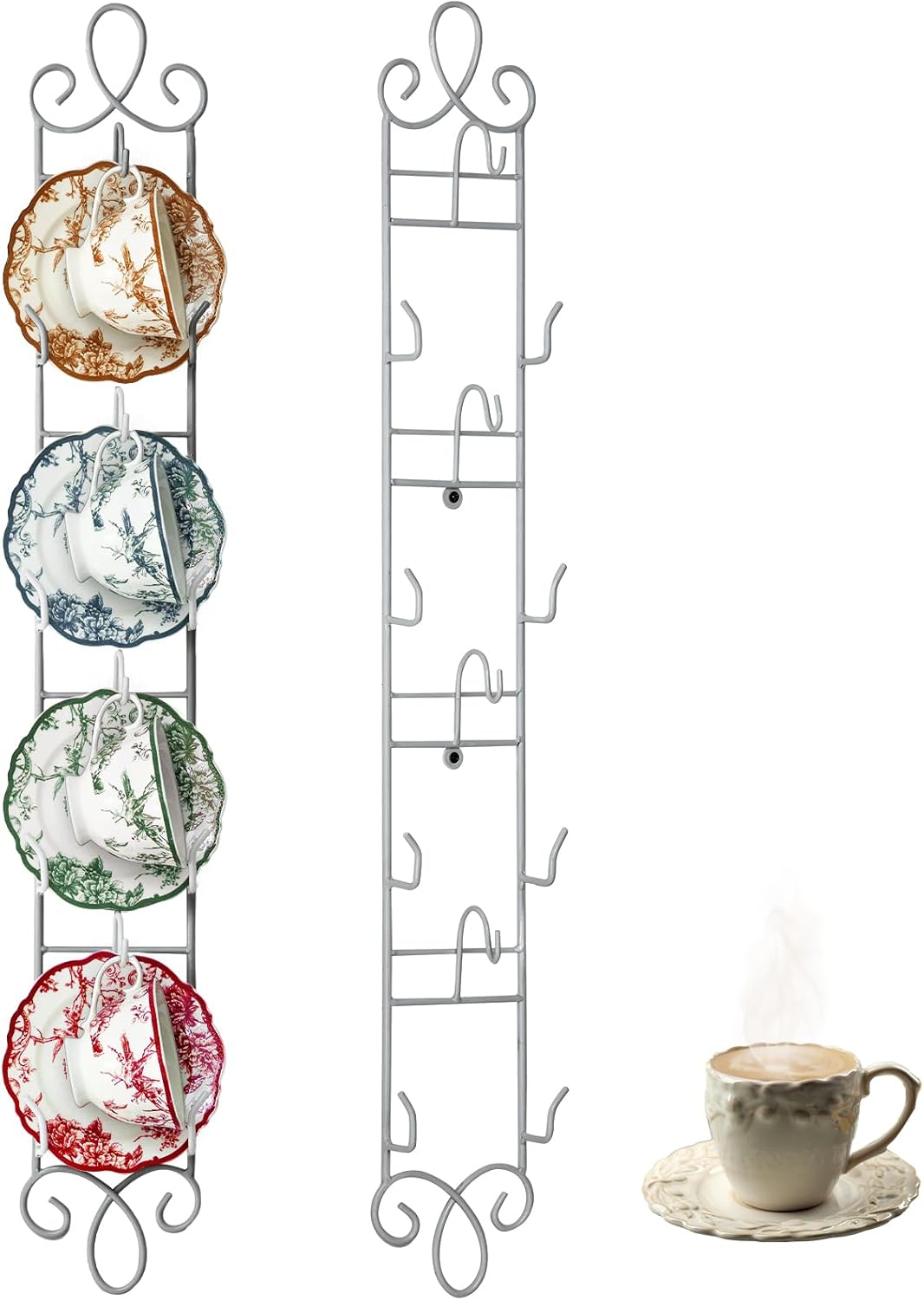 Blulu 36 x 5 in Tea Cup Display Stand for Wall Mounted Storage