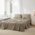 JIYUAN 100% Washed Cotton Twin Sheet Set - Breathable, Linen-Like