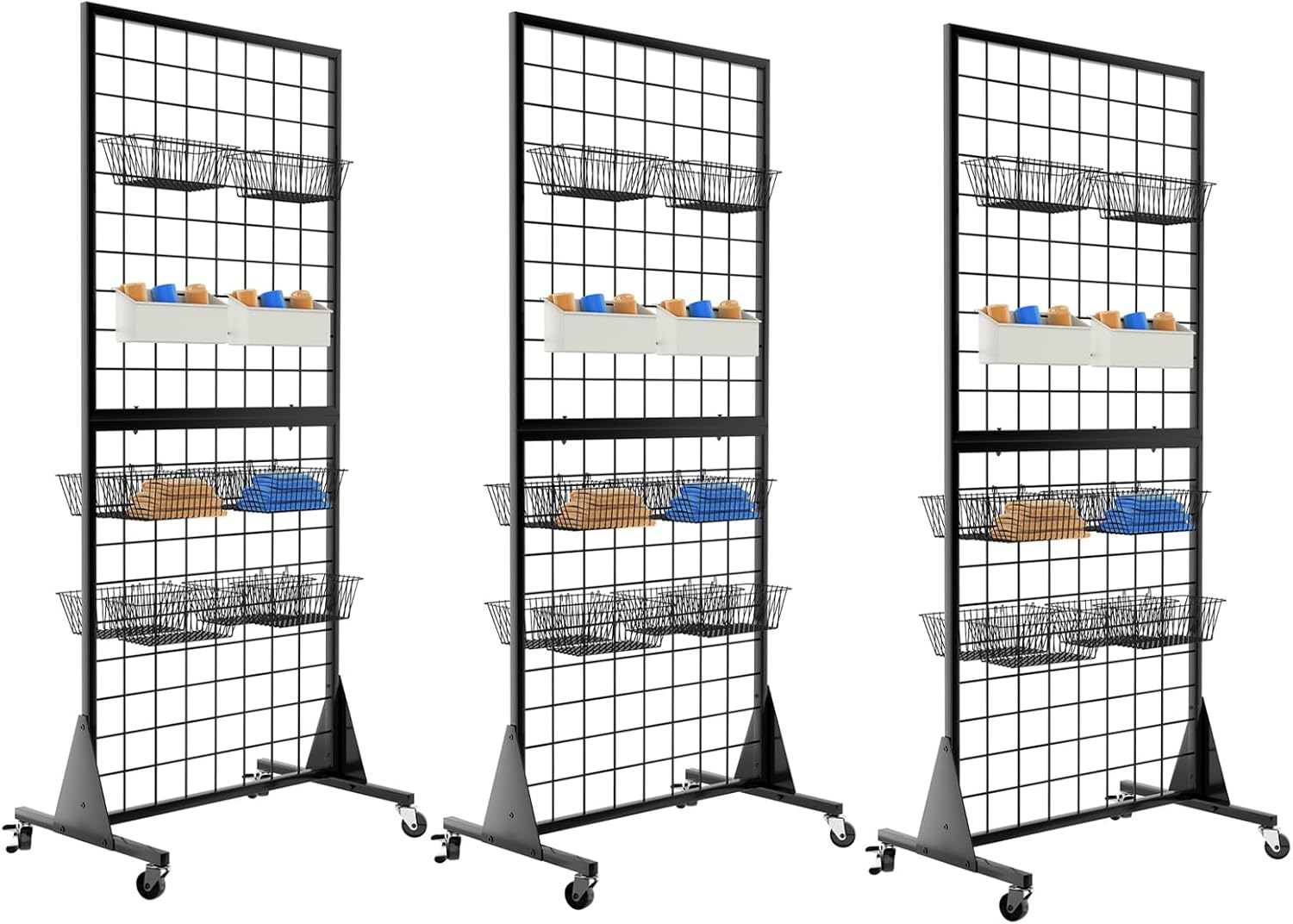 3-Pack Gridwall Panel Display Stand for Retail & Craft Fairs