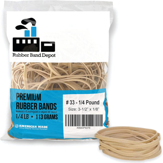 #33 Everyday Rubber Bands - 820 Bands - 1/4 lb Bag - Office Essential