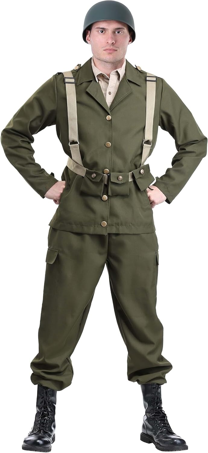 Deluxe Men's WW2 Soldier Costume for Authentic Halloween Fun