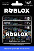 Roblox Gift Cards Multipack of 3 x $15 for Ultimate Fun
