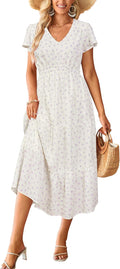 Boho Maxi Dress V Neck Flutter Sleeve - Flattering Summer Maxi