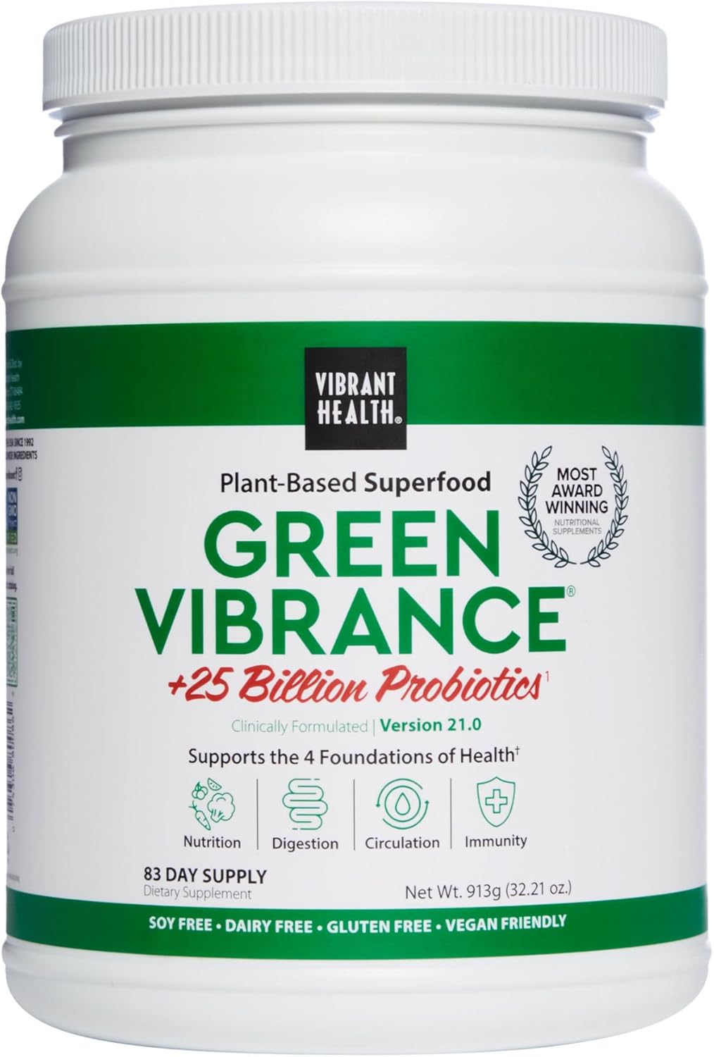 Green Vibrance Superfood Powder with 65 Plant-Based Ingredients