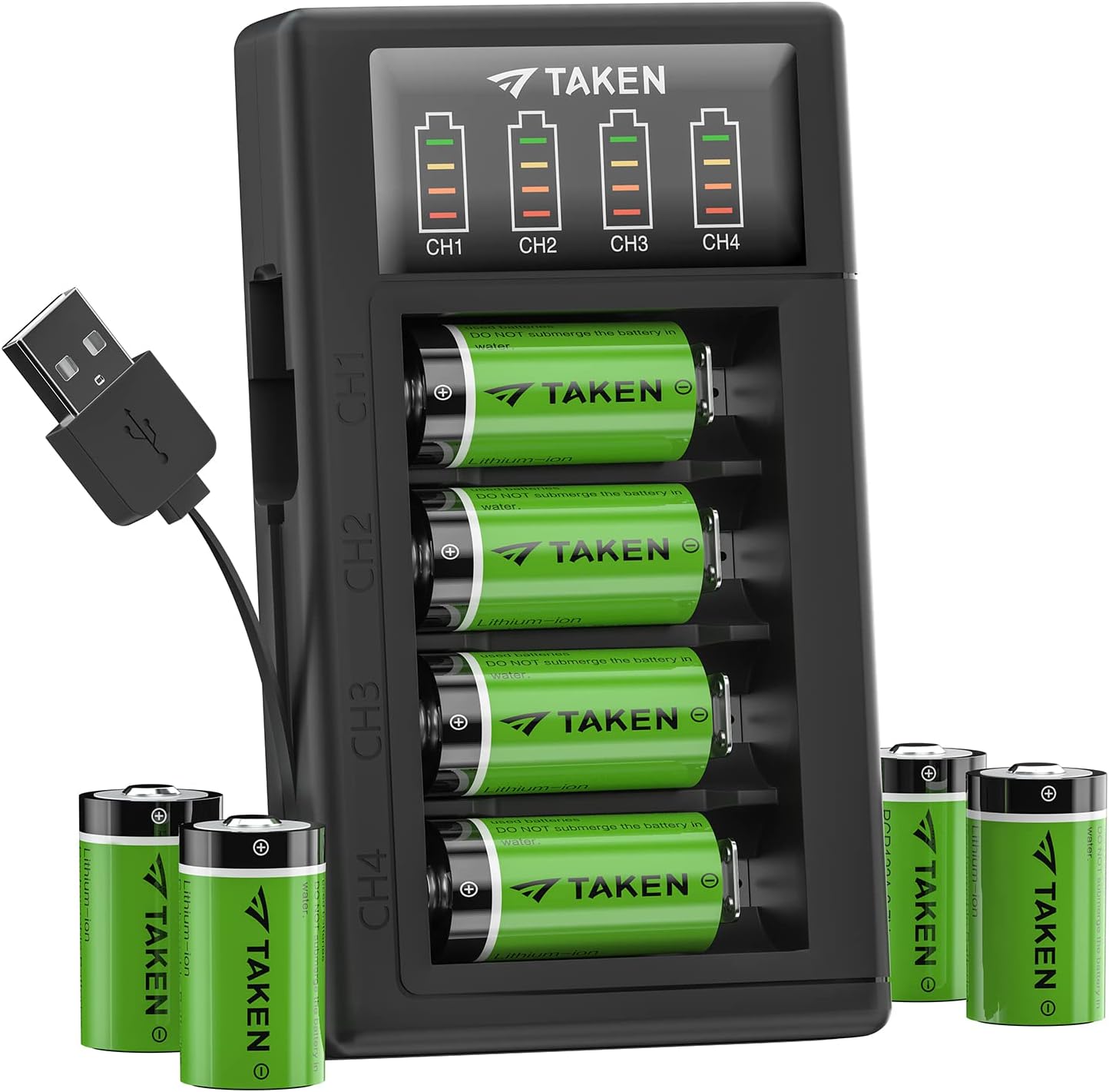 Taken CR123A Rechargeable Batteries with Charger for Arlo Cameras