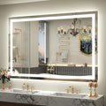 50x 40 LED Lighted Bathroom Mirror for Wall - Dimmable Front + Backlit