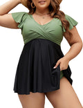 Plus Size Tankini Swimsuit Swim Dress - Tummy Control Two Piece fabric