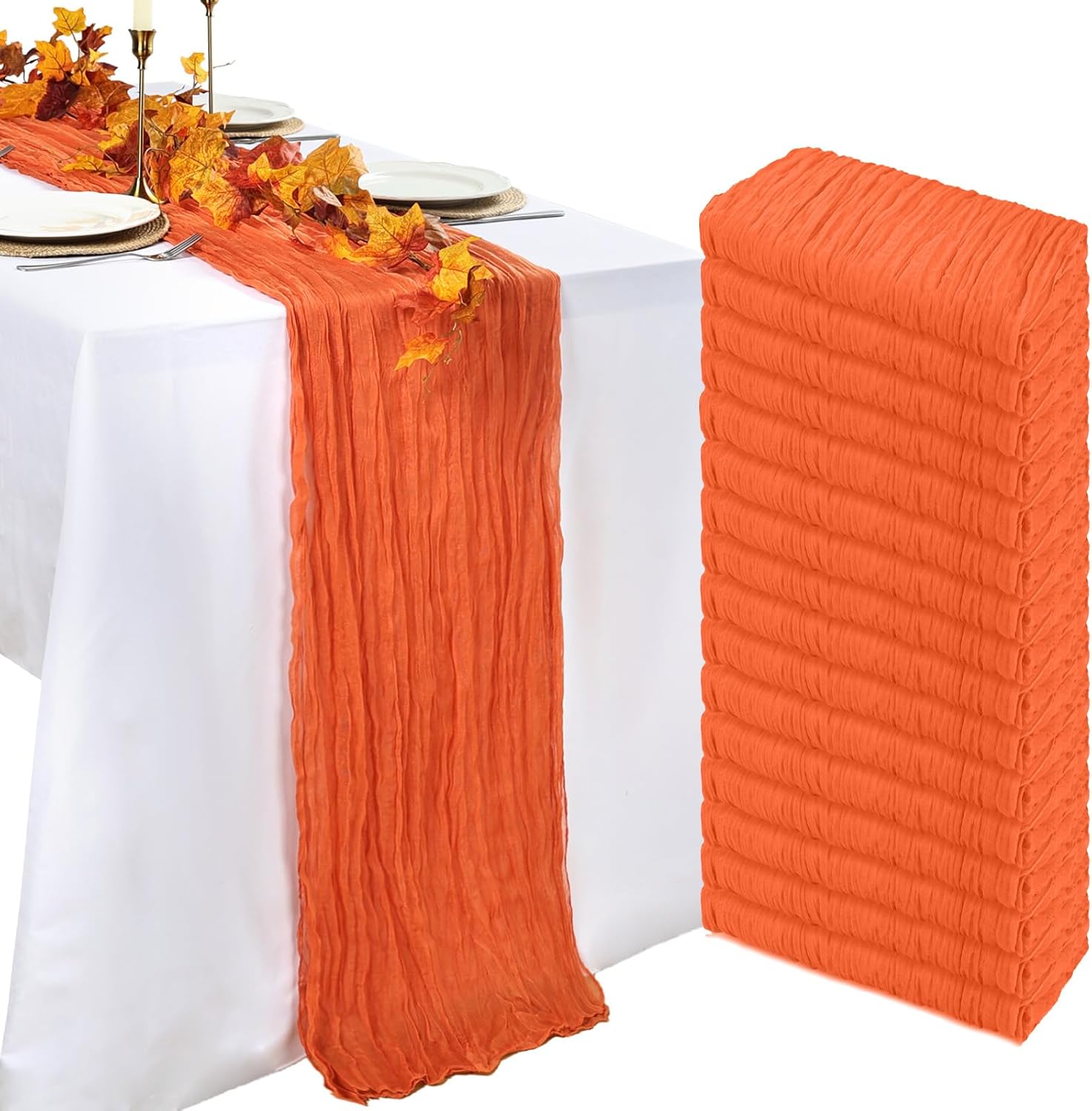 16 Pack Fall Table Runner Orange Cheesecloth for Events Decor