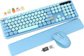 Glacier Blue Wireless Keyboard and Mouse Combo - Cute Typewriter Style