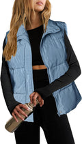 Women's Puffer Vest Lightweight Stand Collar Sleeveless - Warm