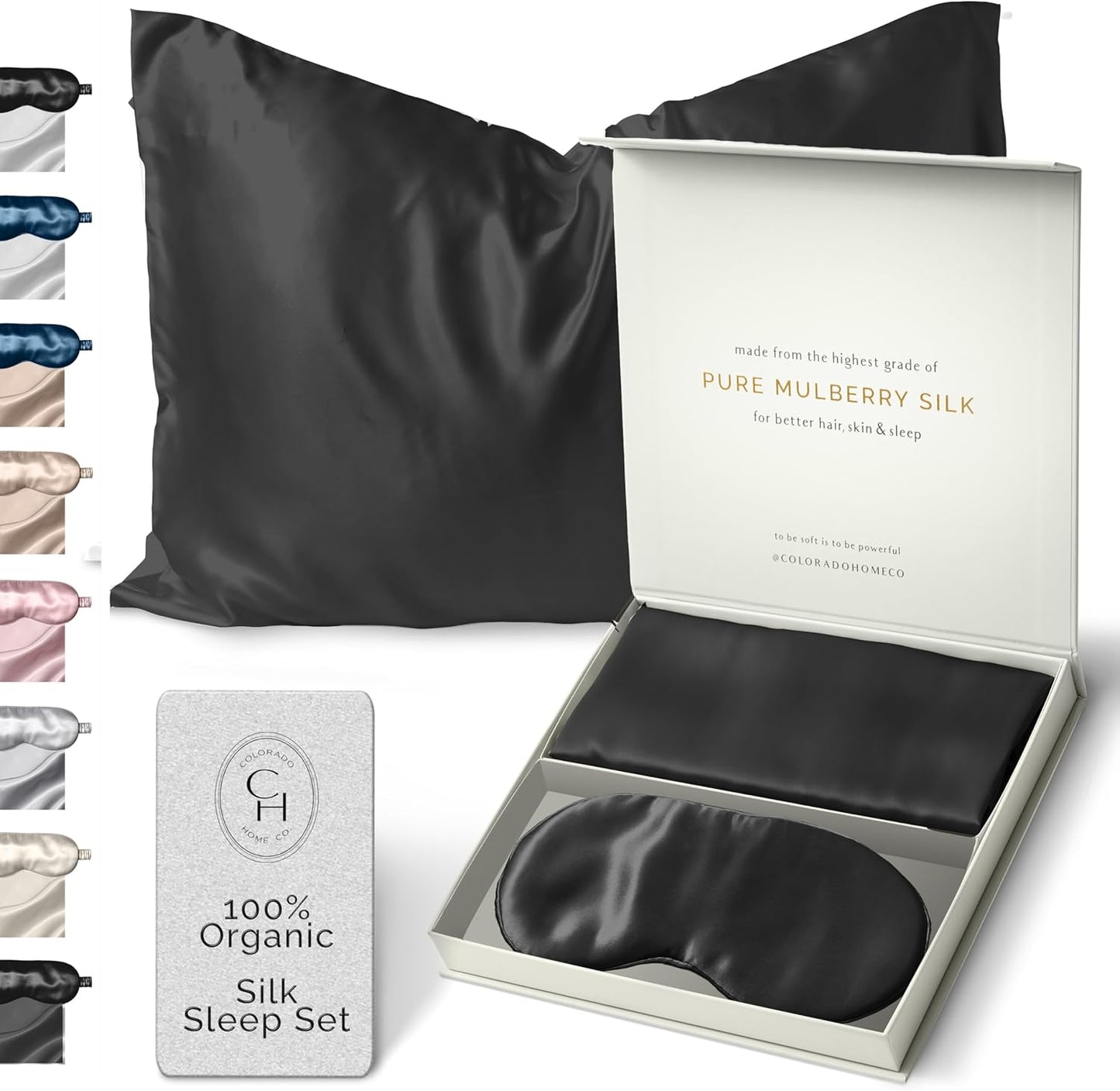 Silk Pillowcase for Hair and Skin - Luxurious Black Queen Size