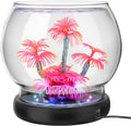 hygger 0.5 Gallon Glass Fish Bowl with LED Base - Clear One-Piece Bowl