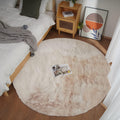 Faux Rabbit Fur Round Rug 6ft Light Brown Beige - Fluffy No-Shedding