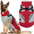 Dog Jacket Winter Harness Built-In Red XXXL - Waterproof Warm Coat
