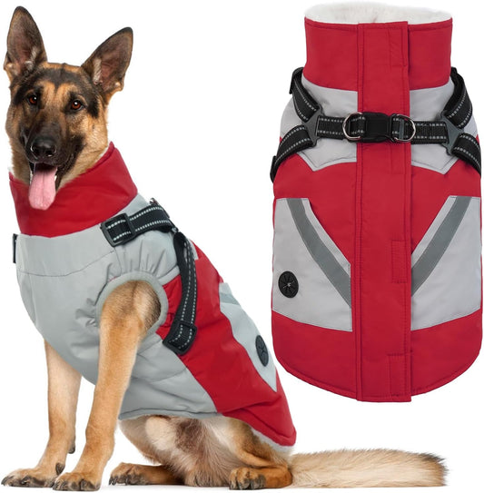 IECOii Dog Jacket Winter Harness for Large Dogs - Waterproof Coat