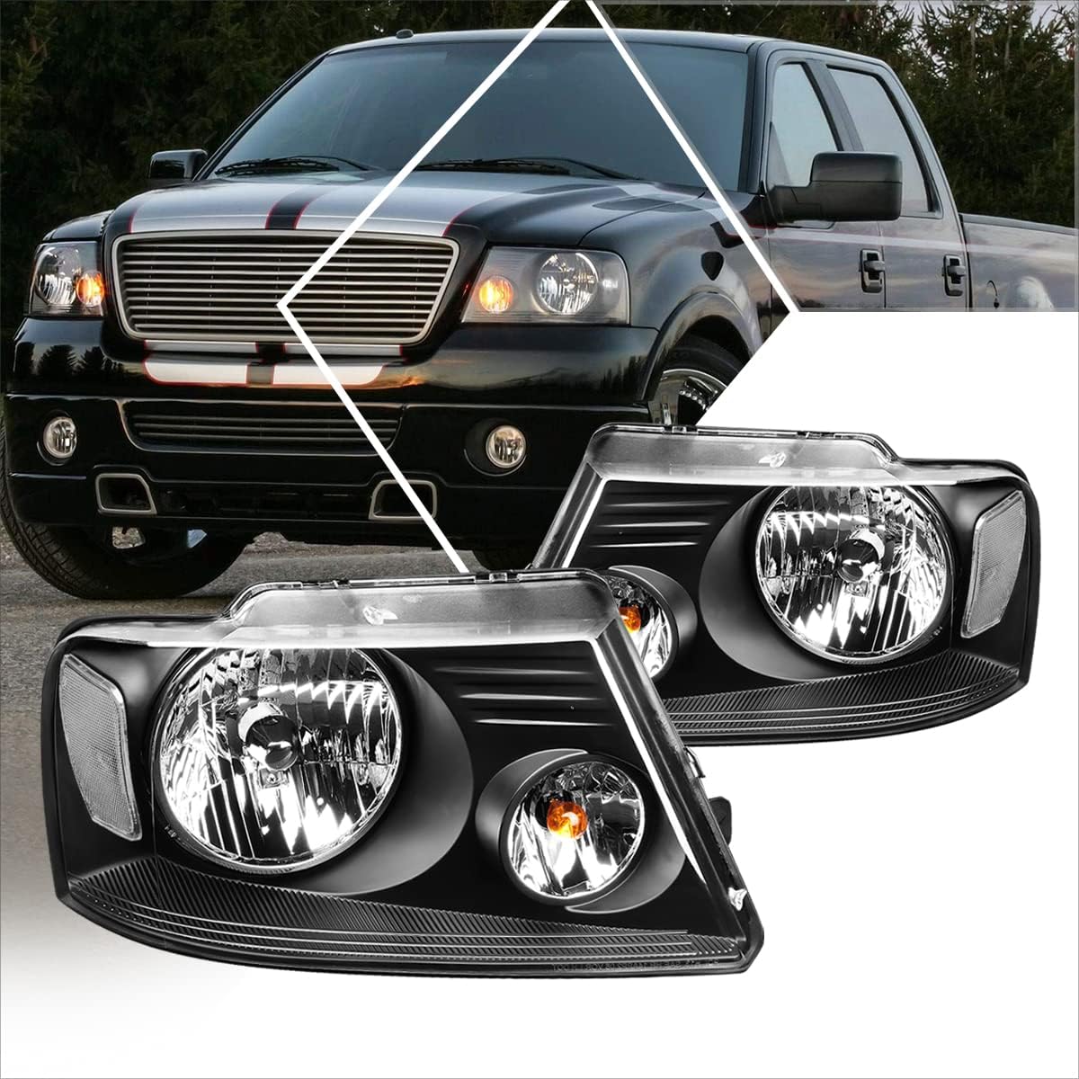 2Pcs Replacement Headlights Assembly for Ford F150 04-08