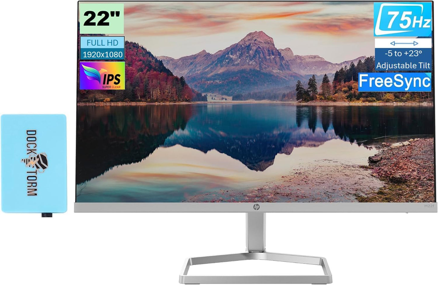 HP M22f 22 IPS FHD Monitor with Docztorm Dock for Home Use