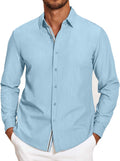 Mens Casual Button Down Shirt Untucked Long Sleeve Stretch Denim Look