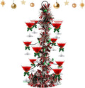 Cocktail Tree Stand for Drinks 3-Tier 12 Glass Holder - Festive