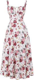 Women's Midi Sundress with Corset - Floral Bohemian Vibes