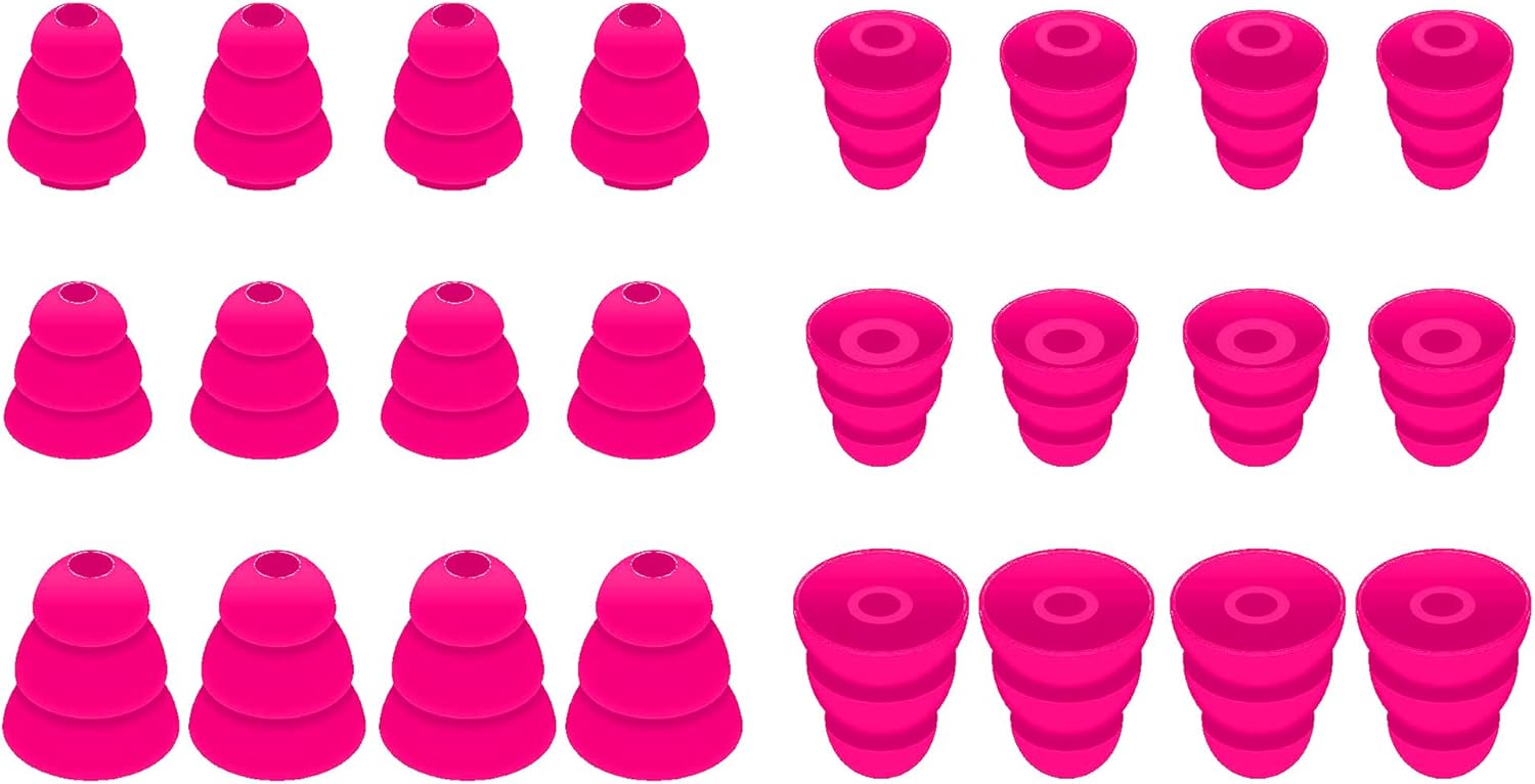 BLLQ Pink Triple Flange Earbud Tips - 12 Pairs