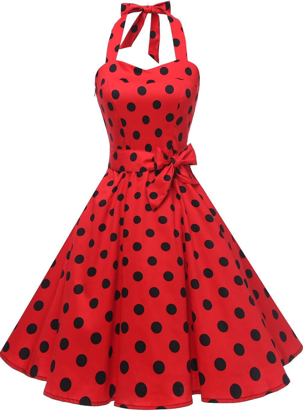 Vintage Polka Audrey Dress 1950s Halter Retro Cocktail Dress
