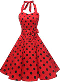 Women's Vintage Polka Audrey Halter Dress 1950s - Swing Cocktail