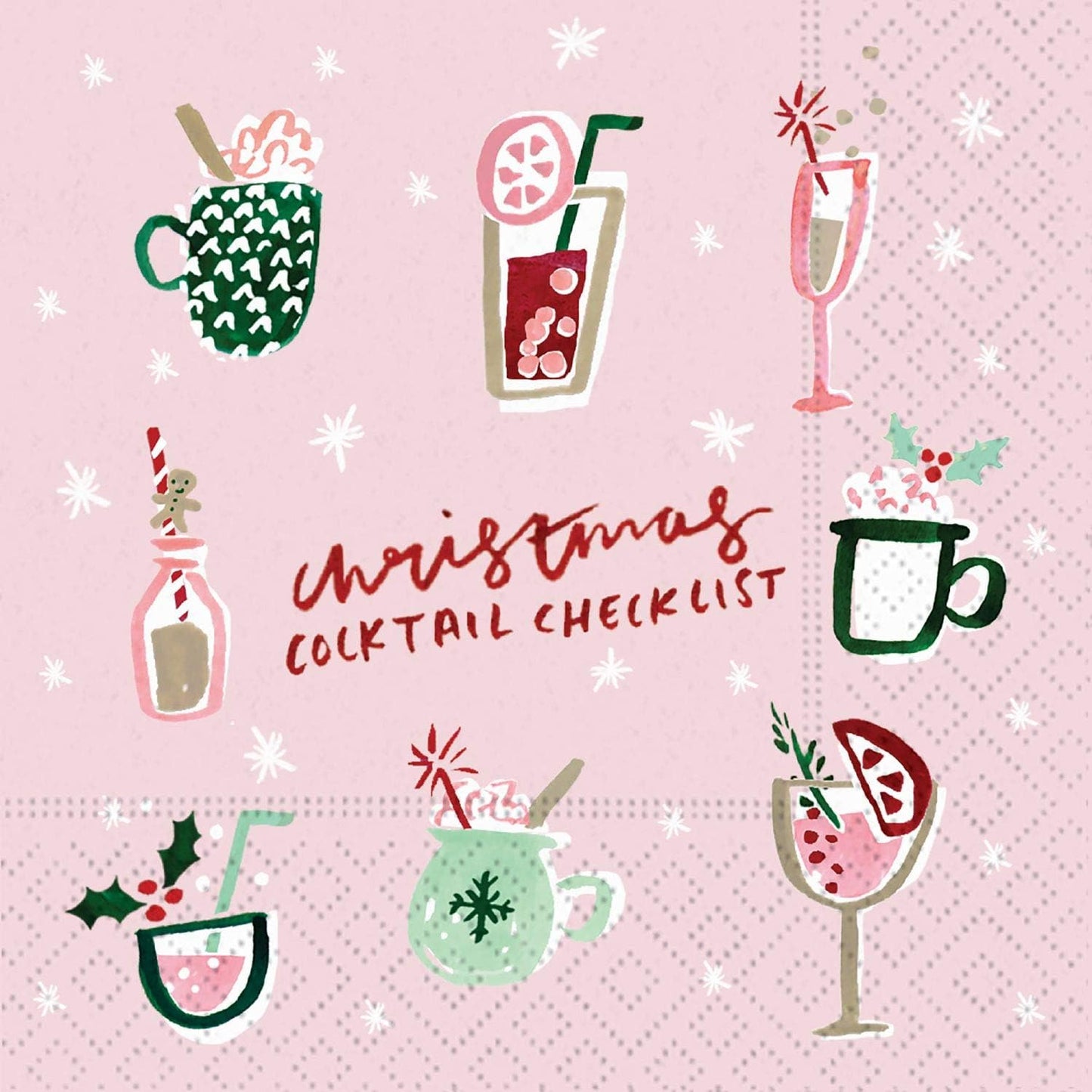 Christmas Cocktail Napkins - Festive 9-inch Square Design