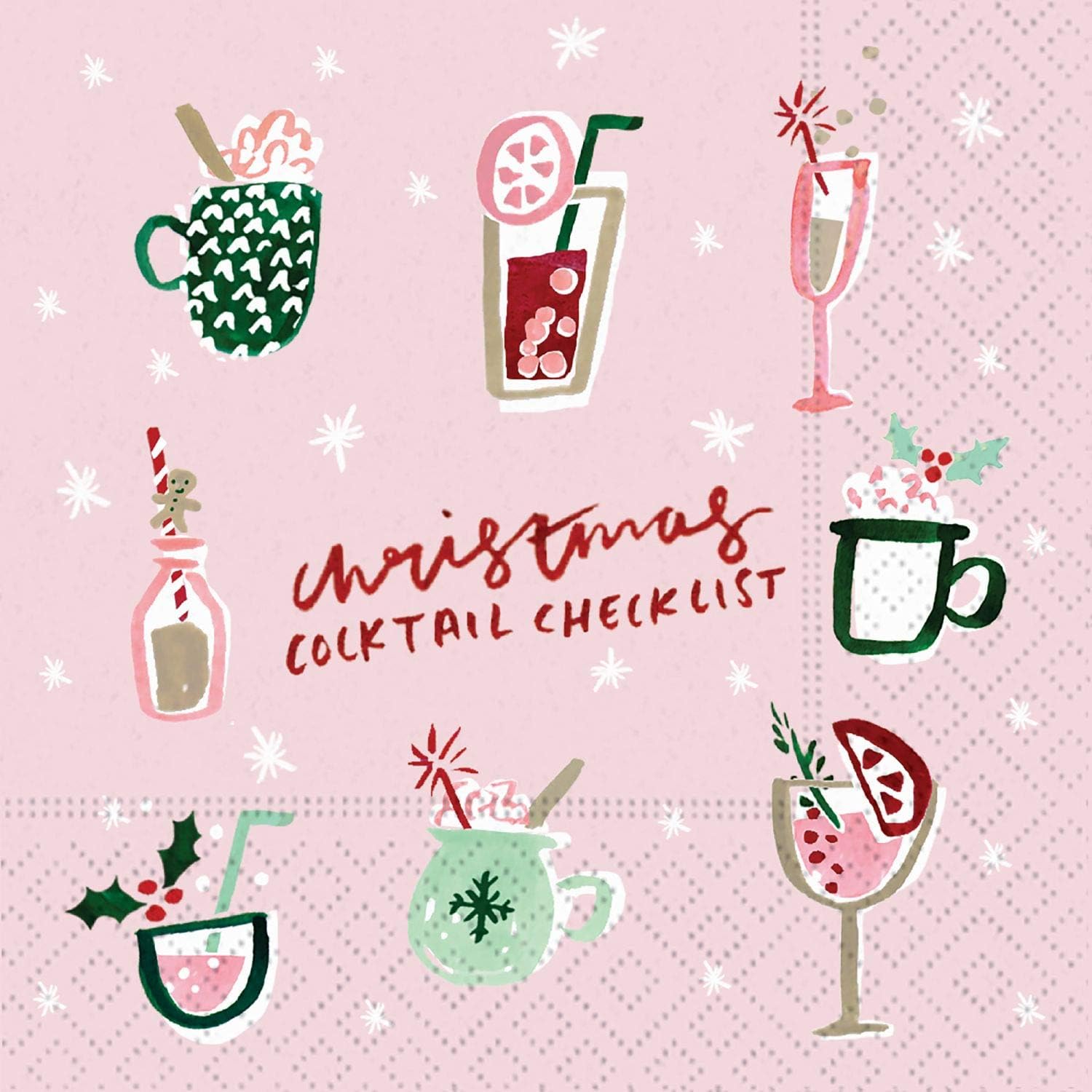 Christmas Cocktail Napkins - Festive 9-inch Square Design