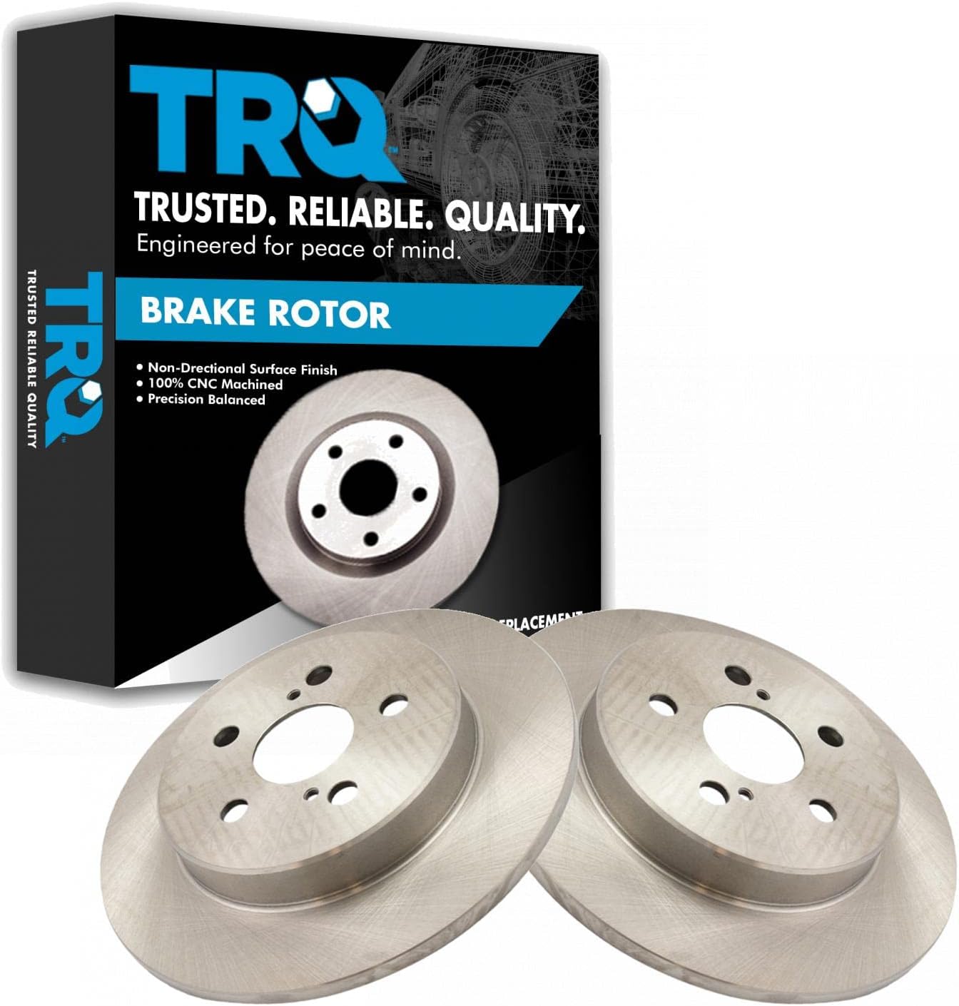 TRQ Rear Brake Rotors Set Solid for 2019-2024 Toyota Corolla