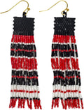 Game Day Earrings for Women - Luxe Beaded Fringe Team Earrings INK