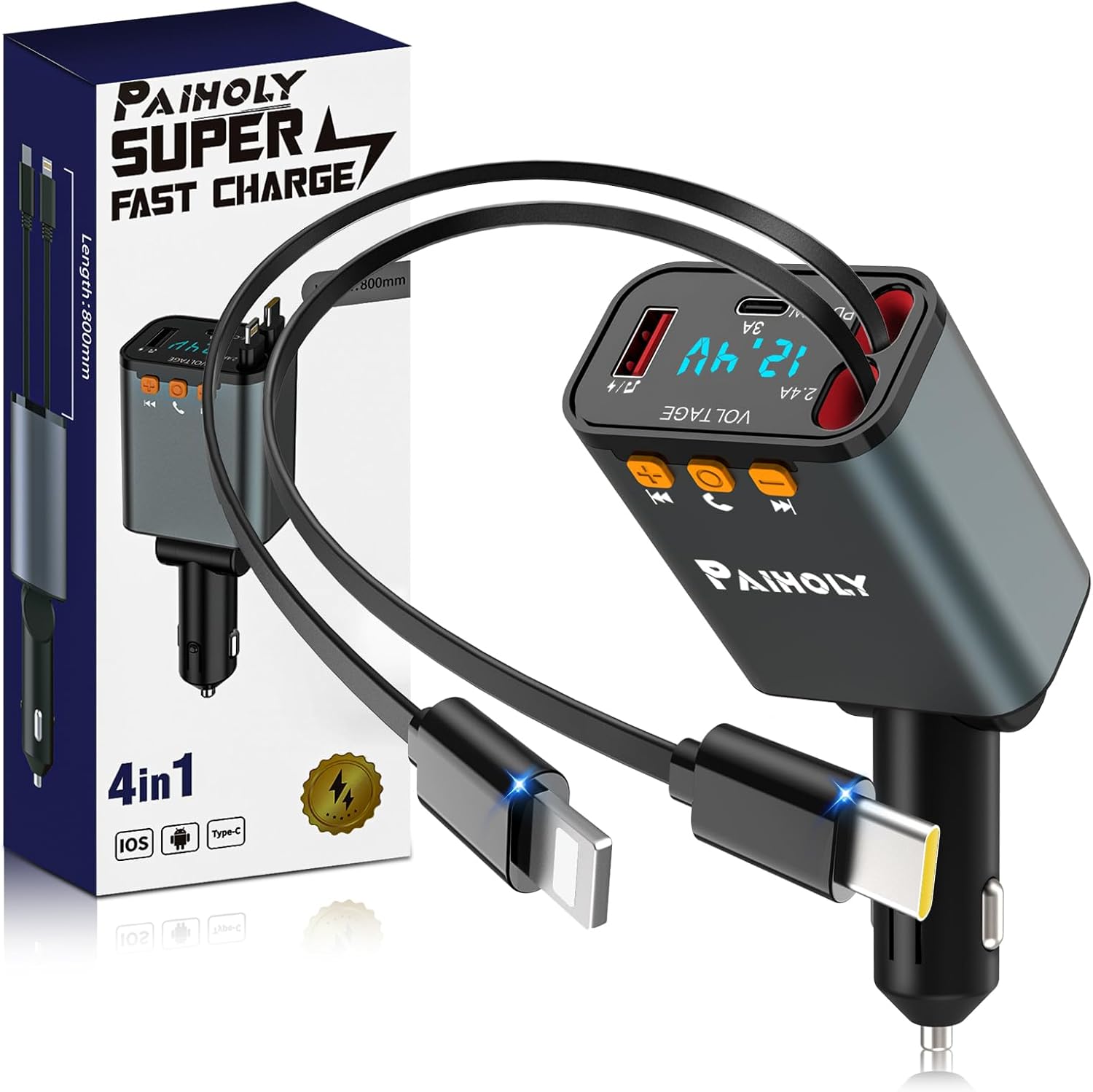 Fast Charge & Handsfree Calls with Paiholy FM Transmitter