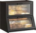 Double Layer Bamboo Bread Box with Acrylic Wavy Door - Extra Large