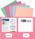 Two Pocket Folders 100 Pack Letter Size Pastel Colors - Organized