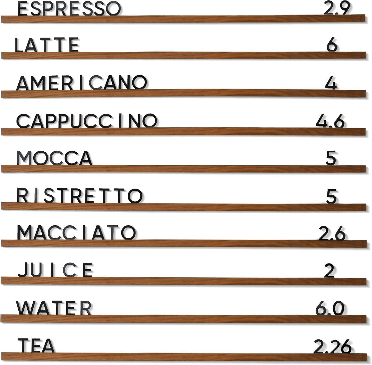 Inko Horeca Brown Wall Menu Board Set of 10 Regular Rails