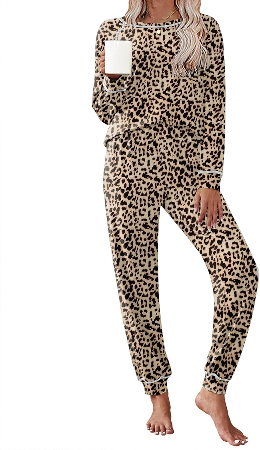 Ekouaer Pajamas Set for Women Soft Comfy Pjs Long Sleeve Sleepwear