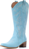 Stylish Pointy Toe Cowboy Boots for Women - Mid Calf Western Design