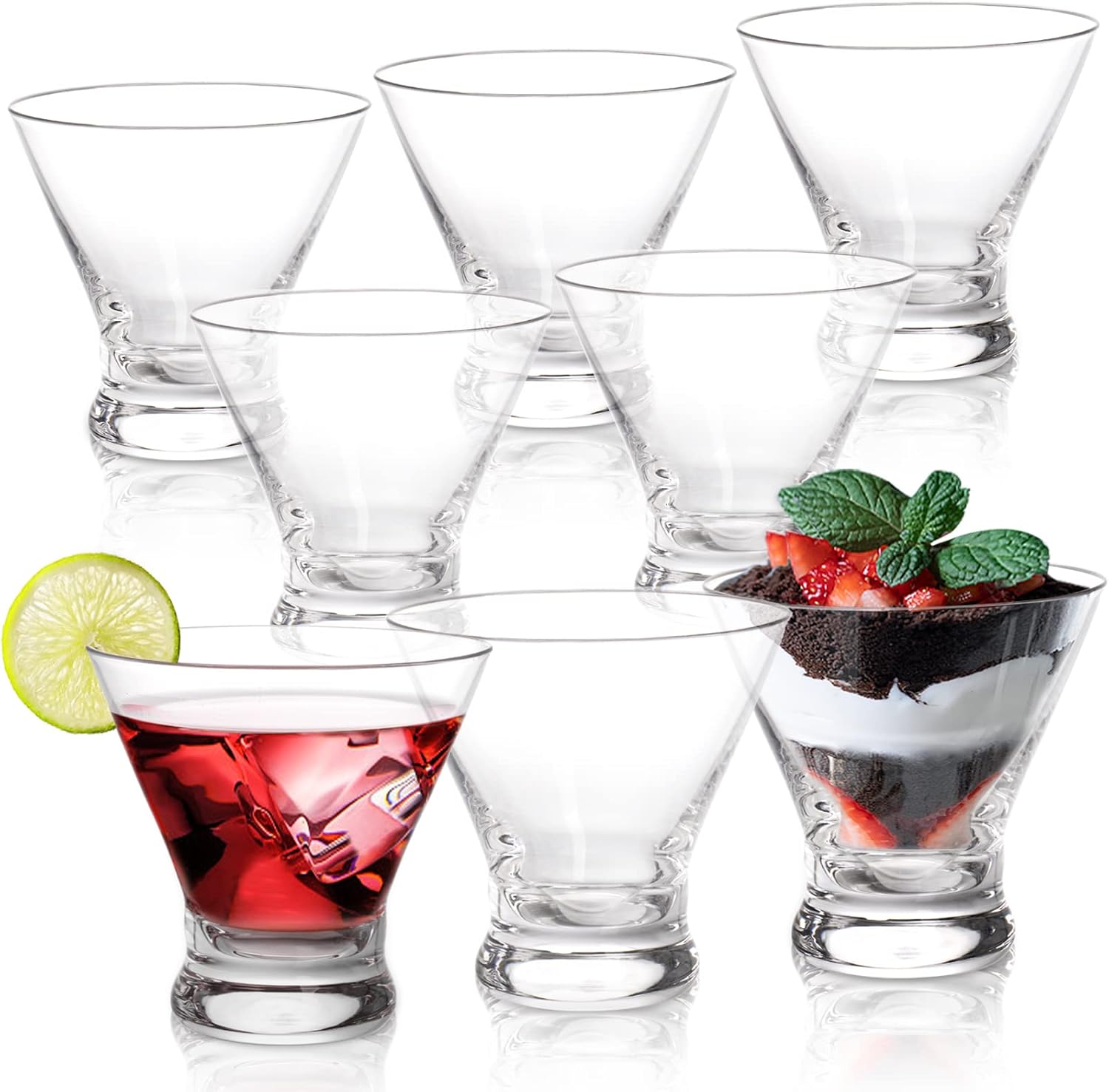 8 Pack Stemless Martini Glasses Set - Stylish for Any Occasion!