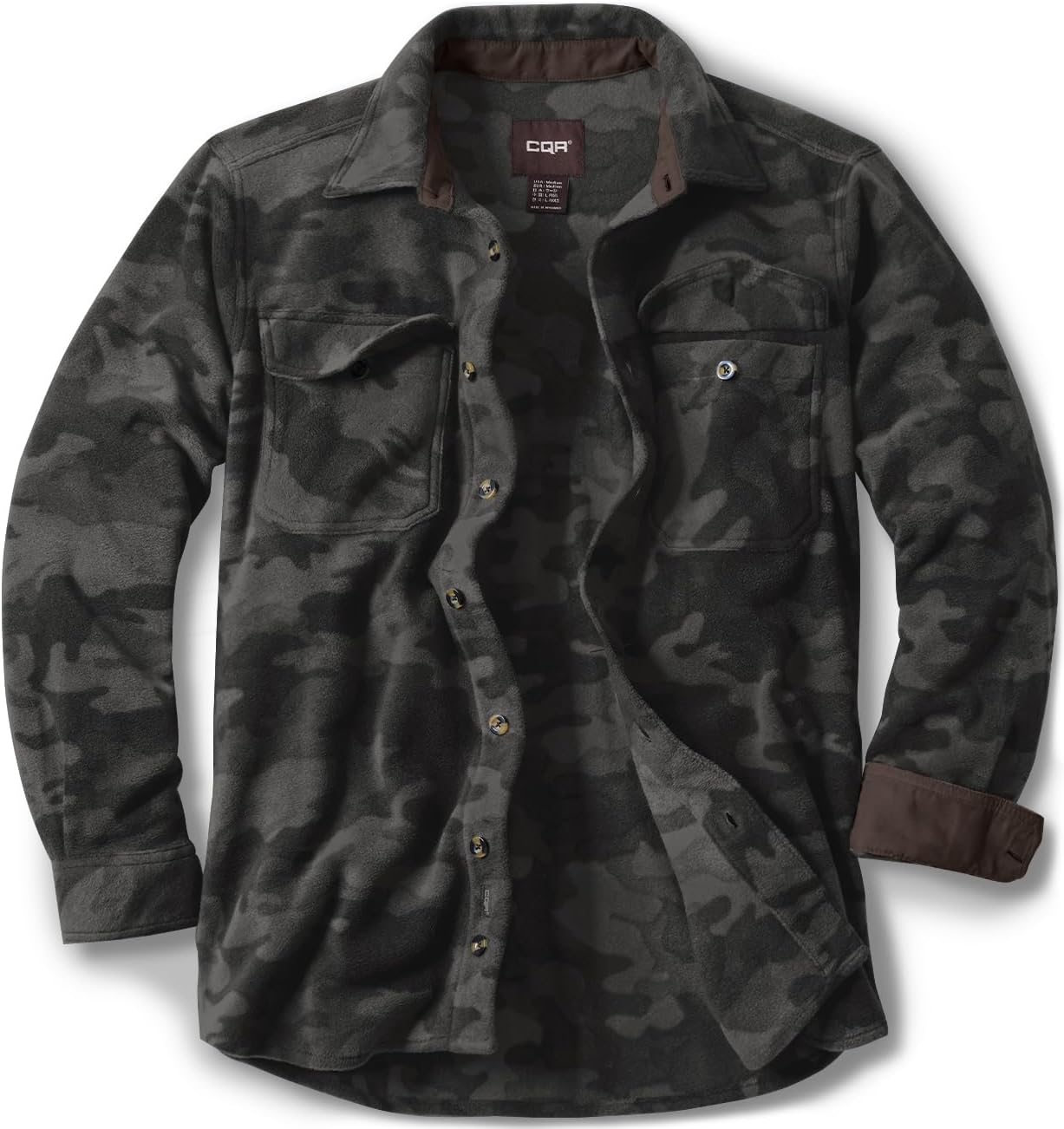 CQR Men's Long Sleeve Heavyweight Fleece Shirt for Comfort