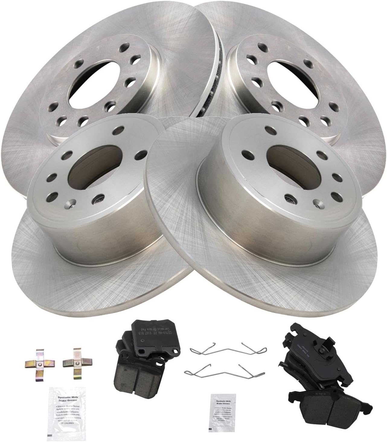 TRQ Front & Rear Brake Pad & Rotor Kit for Saab and Saturn