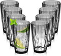 Top-spring Plastic Reusable Drinking Glasses Set of 8 - 16 oz