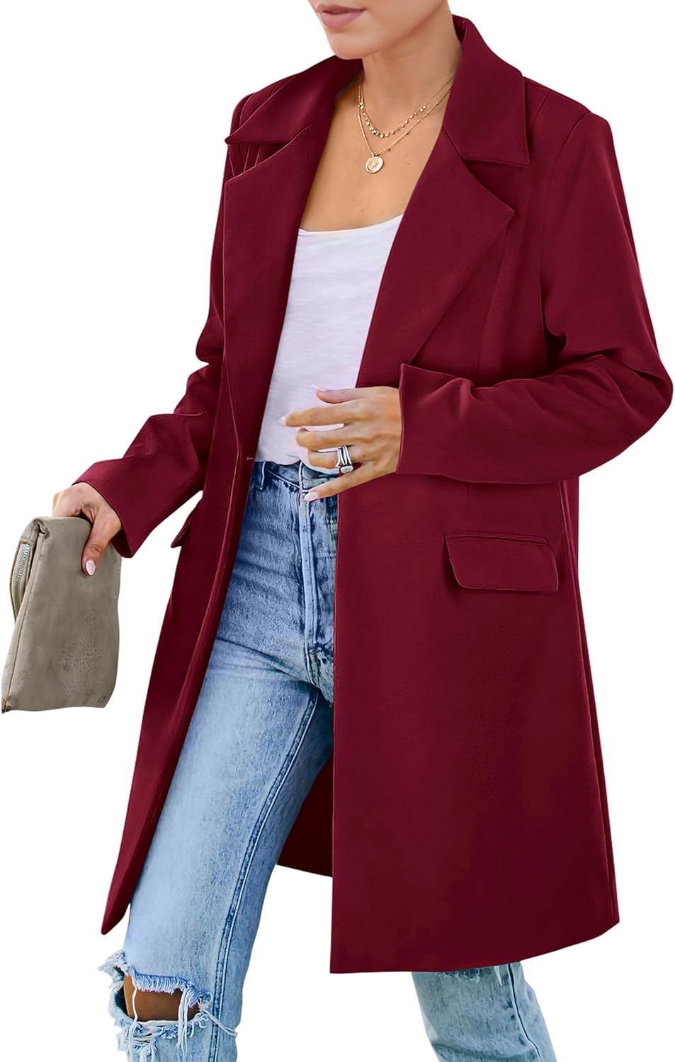 PRETTYGARDEN Women's Long Blazer Jackets for Work and Casual Wear