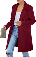 Women's Long Blazer Jacket - Mid-Length Notch Lapel, Lightweight