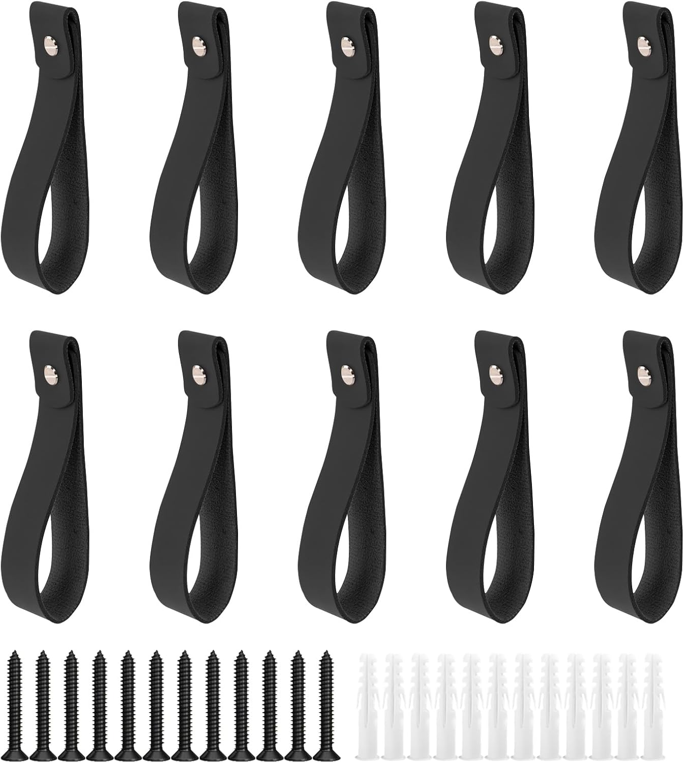 AddGrace Leather Curtain Rod Holder Set - Stylish Wall Hooks for Towels & Oars