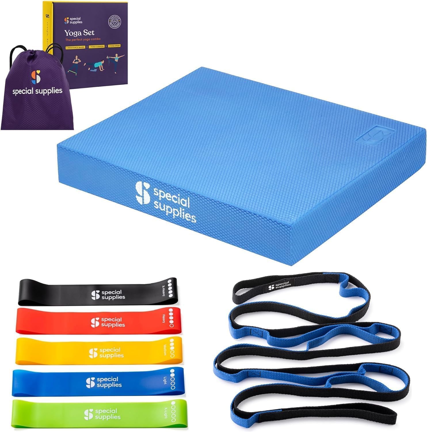 Balance Board and Yoga Strap Set for Stability Training and Fitness