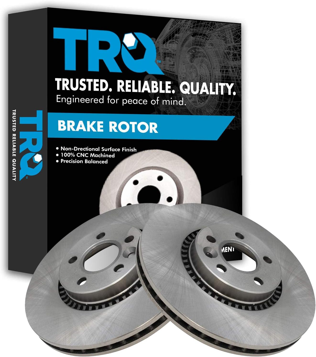 TRQ Front Brake Rotors Set for Land Rover and Volvo Vehicles