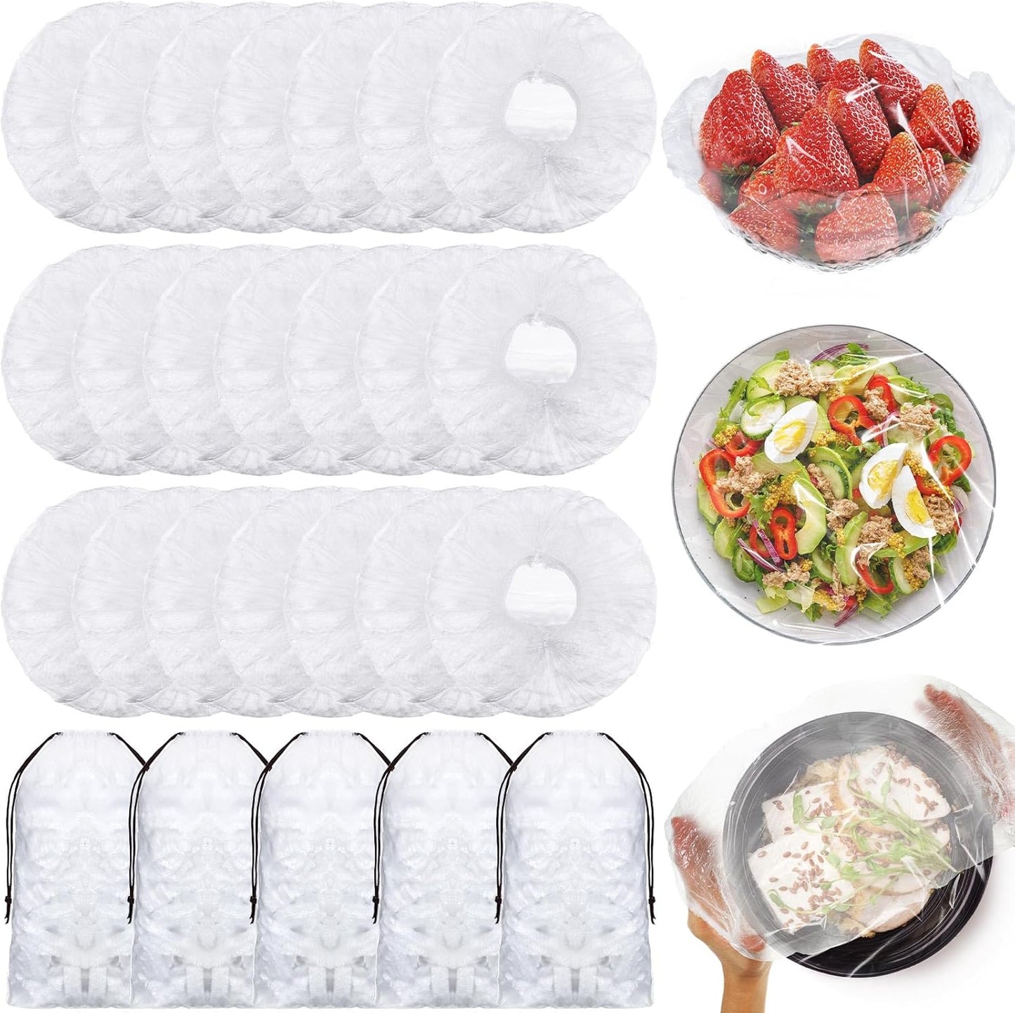 500 Pcs Reusable Food Storage Covers - Stretchable & Microwave Safe