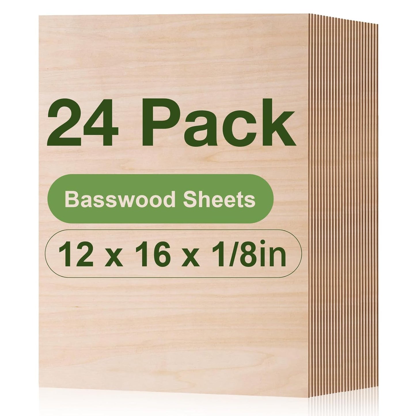 24 Pack Basswood Plywood Sheets for Laser Cutting and DIY Projects
