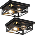 2Pack Flush Mount Ceiling Light Fixture Black Farmhouse - Rustic
